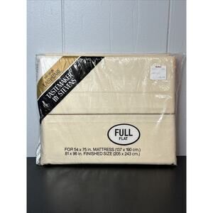 NWT Vintage Stevens Tastemaker Full Flat Sheet New Sealed Bone Tan Brown Stripe